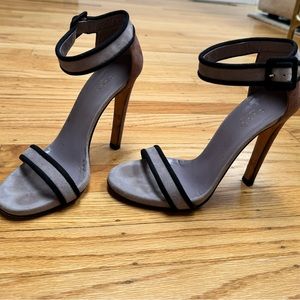 Gucci purple suede stilettos with ankle strap